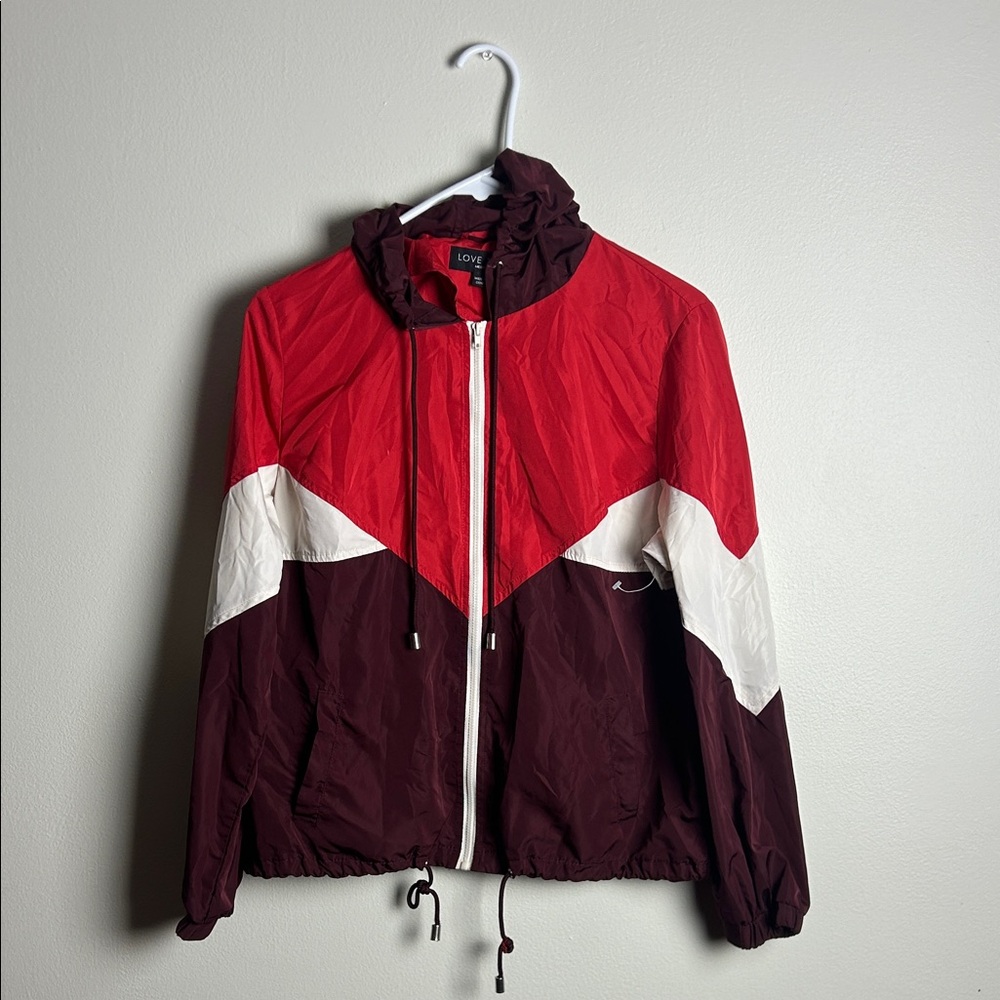 Love Tree Women's Red and Burgundy Windbreaker Jacket